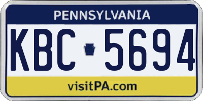 PA license plate KBC5694