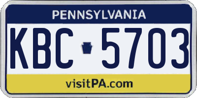 PA license plate KBC5703
