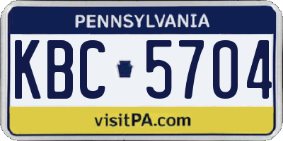 PA license plate KBC5704