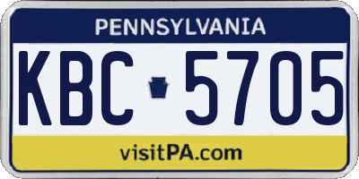 PA license plate KBC5705