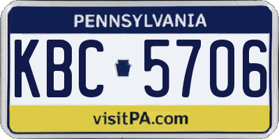 PA license plate KBC5706