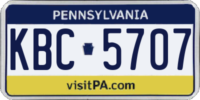 PA license plate KBC5707