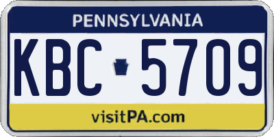 PA license plate KBC5709