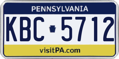 PA license plate KBC5712
