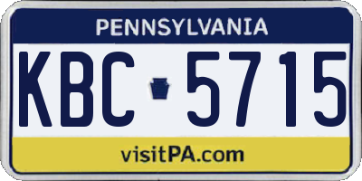 PA license plate KBC5715