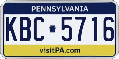 PA license plate KBC5716
