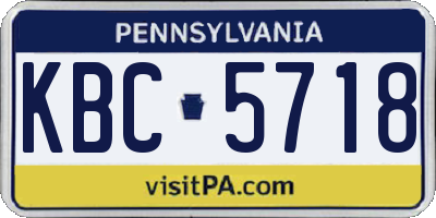 PA license plate KBC5718