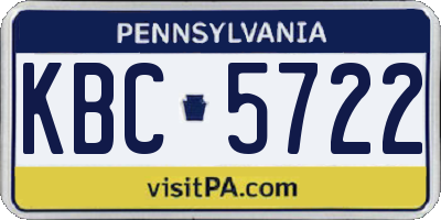 PA license plate KBC5722