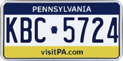 PA license plate KBC5724