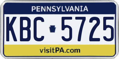 PA license plate KBC5725