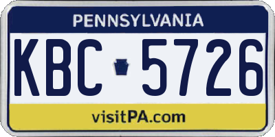 PA license plate KBC5726