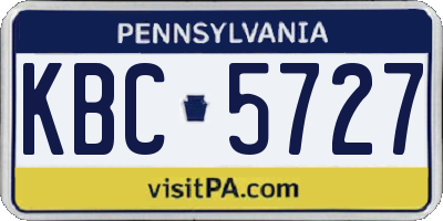 PA license plate KBC5727