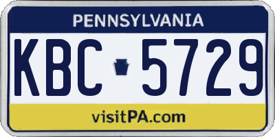 PA license plate KBC5729