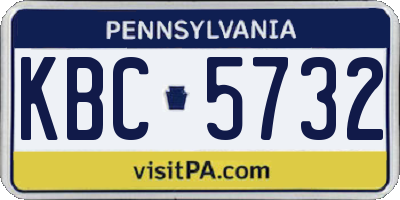 PA license plate KBC5732