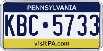 PA license plate KBC5733