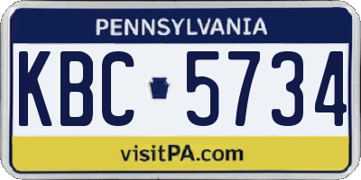 PA license plate KBC5734