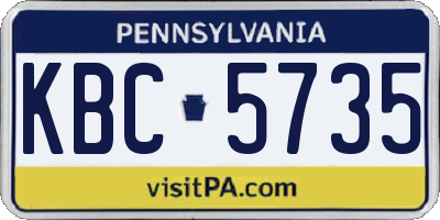 PA license plate KBC5735