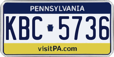PA license plate KBC5736