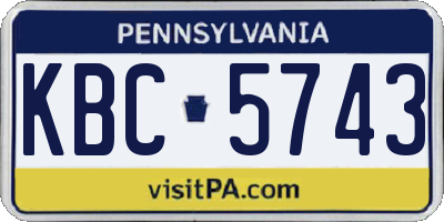 PA license plate KBC5743