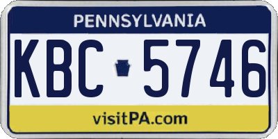 PA license plate KBC5746