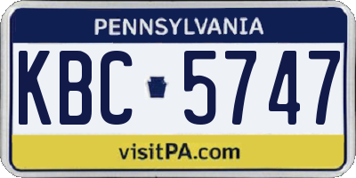 PA license plate KBC5747