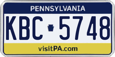 PA license plate KBC5748