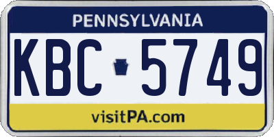 PA license plate KBC5749