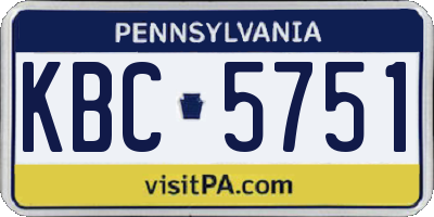PA license plate KBC5751