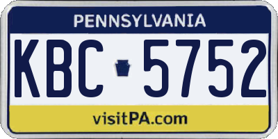 PA license plate KBC5752