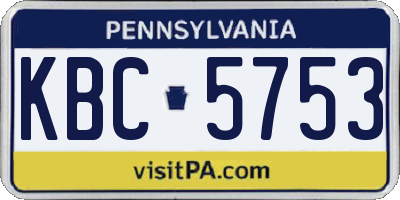 PA license plate KBC5753