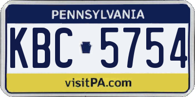 PA license plate KBC5754