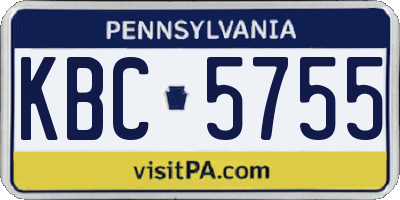 PA license plate KBC5755