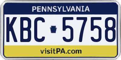 PA license plate KBC5758