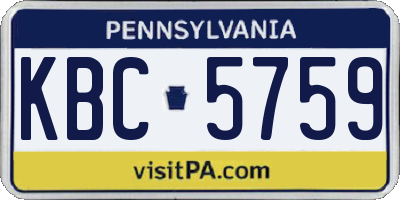 PA license plate KBC5759