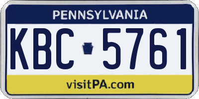 PA license plate KBC5761