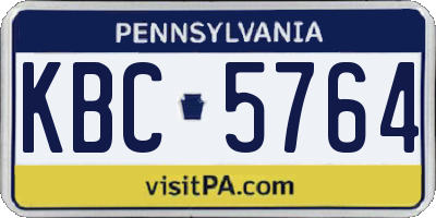 PA license plate KBC5764