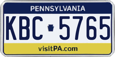 PA license plate KBC5765