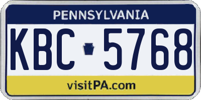 PA license plate KBC5768
