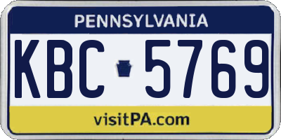 PA license plate KBC5769