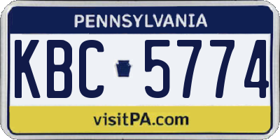 PA license plate KBC5774