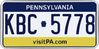 PA license plate KBC5778