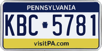 PA license plate KBC5781