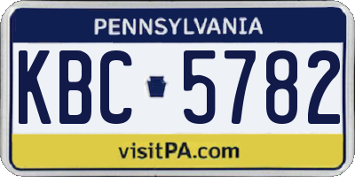 PA license plate KBC5782
