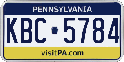 PA license plate KBC5784