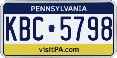 PA license plate KBC5798