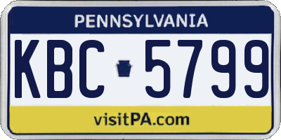 PA license plate KBC5799