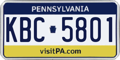 PA license plate KBC5801
