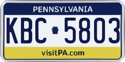PA license plate KBC5803