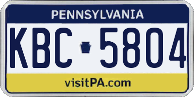 PA license plate KBC5804