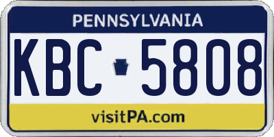 PA license plate KBC5808